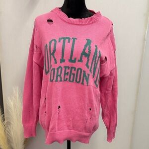 Forever 21 Pink Distressed Sweater